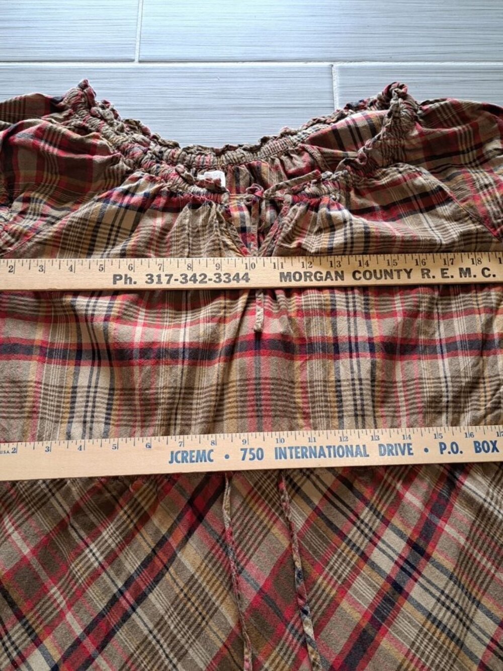 Converse One Star Womens Plaid Ruffle Dress Short Sleeve Size L Dark Academia - Picture 10 of 12
